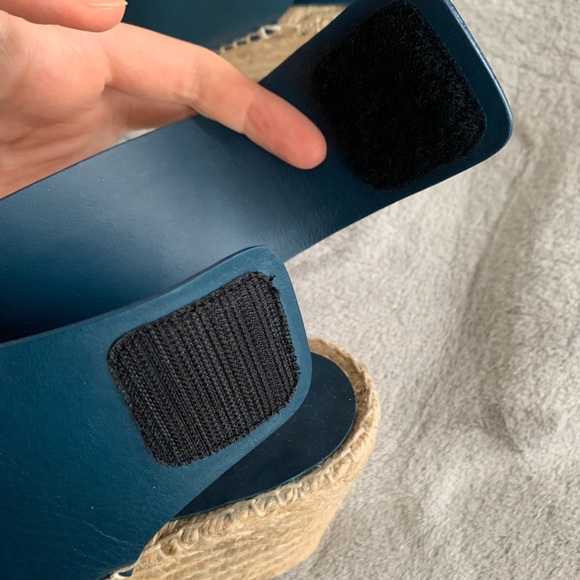 Celine Teal Peep Toe Wedges - Picture 4 of 6